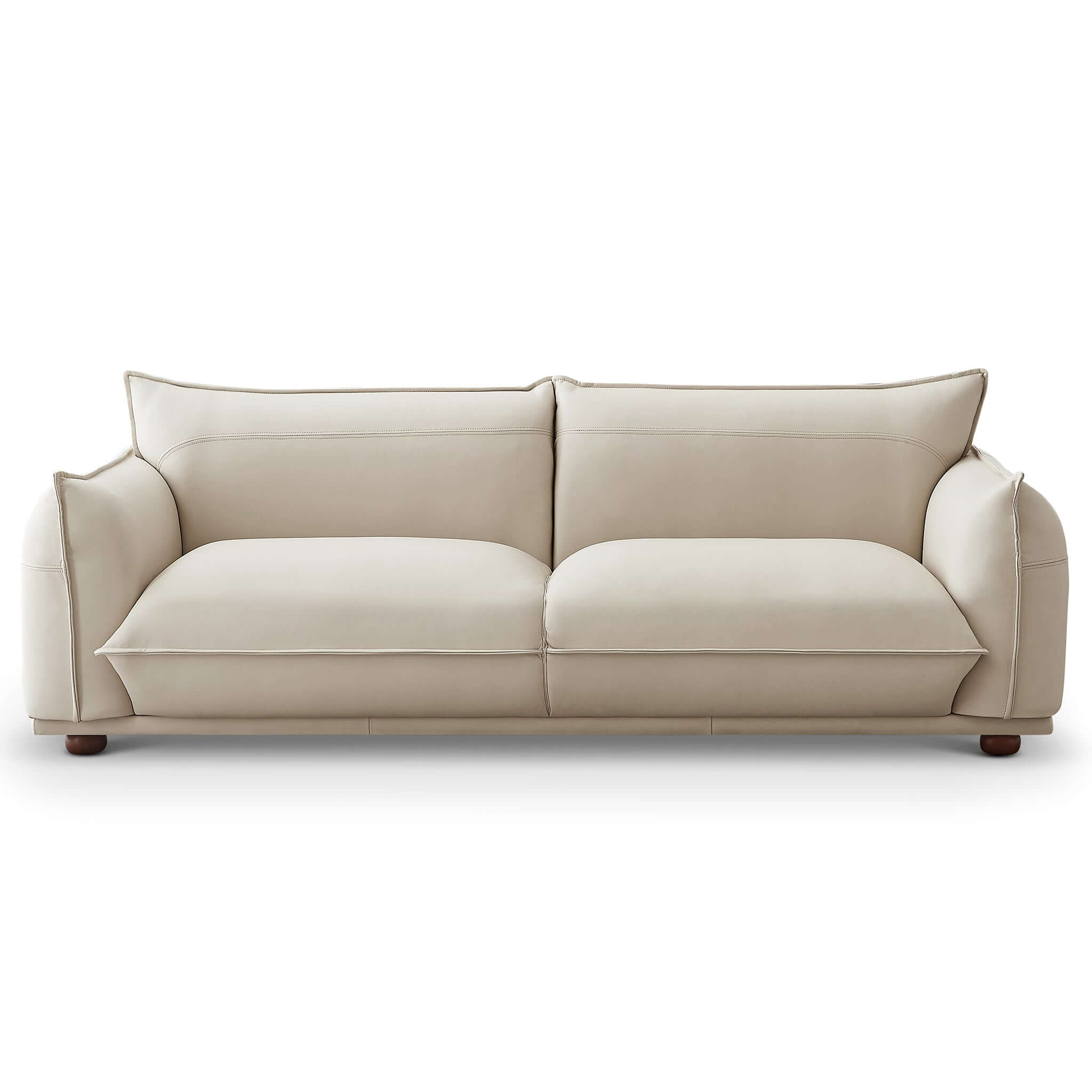 Emma Mid Century Modern Luxury Cream Leather Sofa Emma Mid Century Modern Luxury Cream Leather Sofa