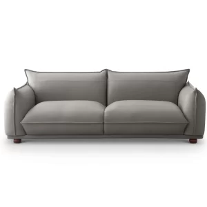 Emma Mid Century Modern Luxury Grey Leather Sofa