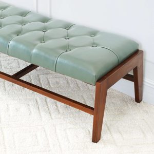Hera Bench With Buttons (Green Leather)