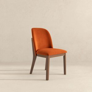 Kaitlyn Mid-Century Modern Burnt Orange Velvet Dining Chair (Set of 2)