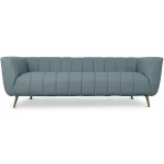 LaMattina Genuine Italian Blue Leather Channel Tufted Sofa