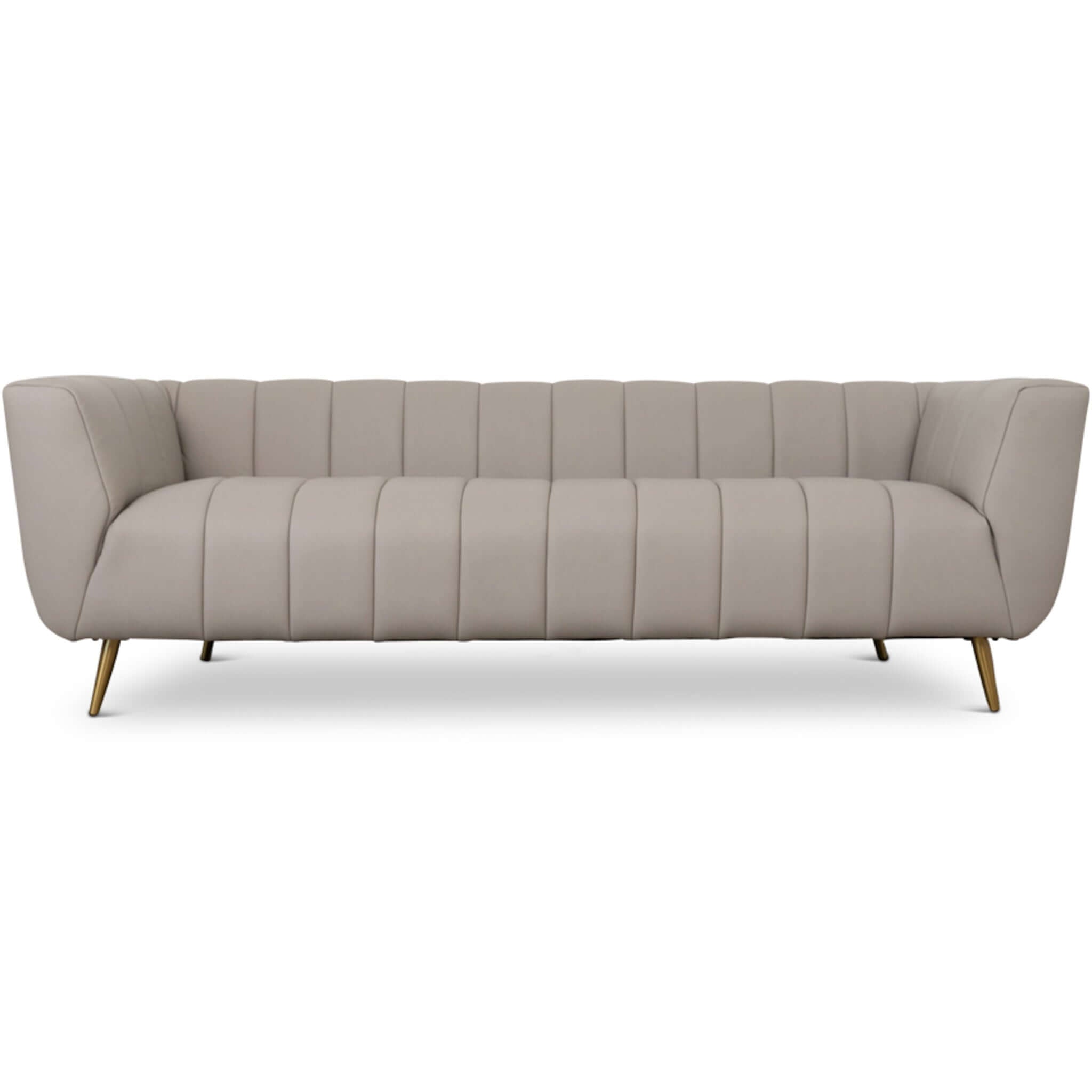 LaMattina Genuine Italian Grey Leather Channel Tufted Sofa LaMattina Genuine Italian Grey Leather Channel Tufted Sofa