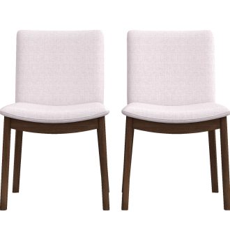 Laura Mid-Century Modern Beige Linen Solid Wood Dining Chair (Set of 2)