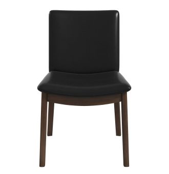 Laura Mid-Century Modern Black PU Solid Wood Dining Chair (Set of 2)