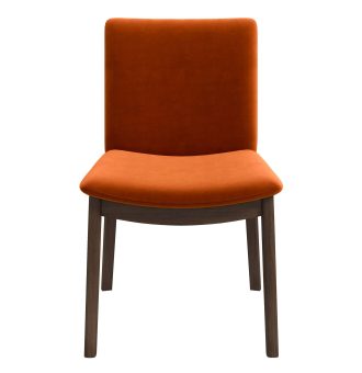 Laura Mid-Century Modern Burnt Orange Velvet Solid Wood Dining Chair (Set of 2)