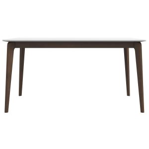 Lindsey Mid-Century Modern Solid Wood White Top Dining Table