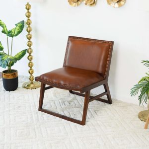 Marquis  Mid-Century Modern Genuine Leather Lounge Chair