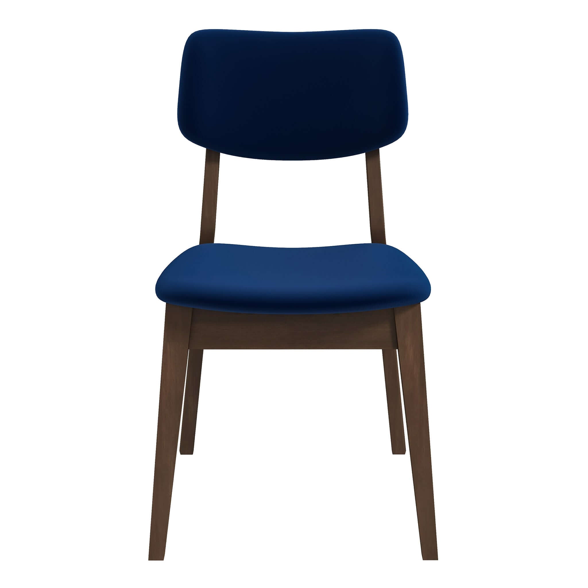 Mid-Century Modern Blue Velvet Solid Back Side Chair (Set of 2) Mid-Century Modern Blue Velvet Solid Back Side Chair (Set of 2)