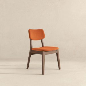 Mid-Century Modern Burnt Orange Velvet Solid Back Side Chair (Set of 2)