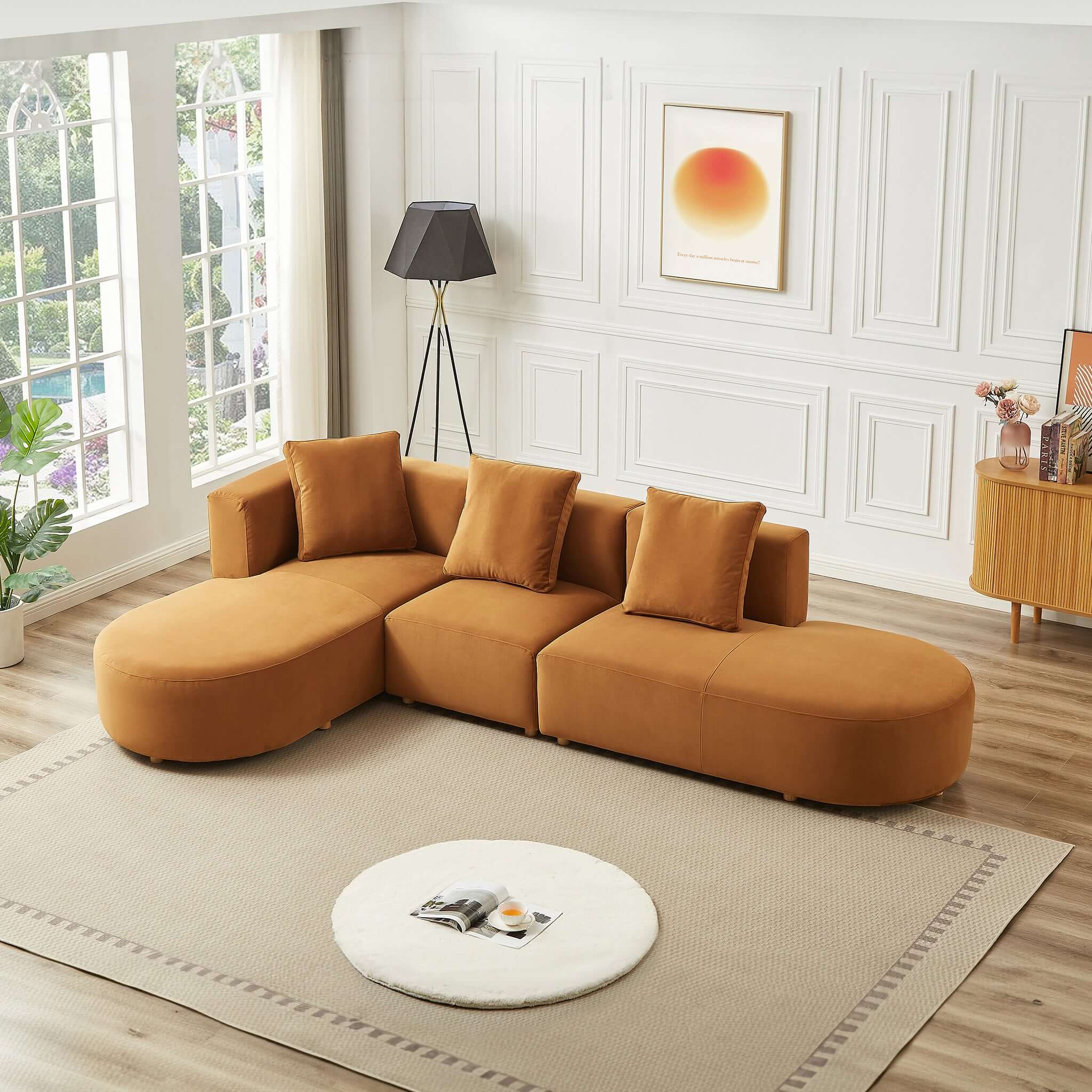Orby Mid-Century Modern Velvet Sectional Sofa Orby Mid-Century Modern Velvet Sectional Sofa
