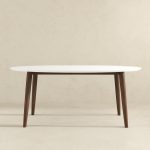 Ada Mid Century Modern Style Solid Wood White Top Oval Dining Table
