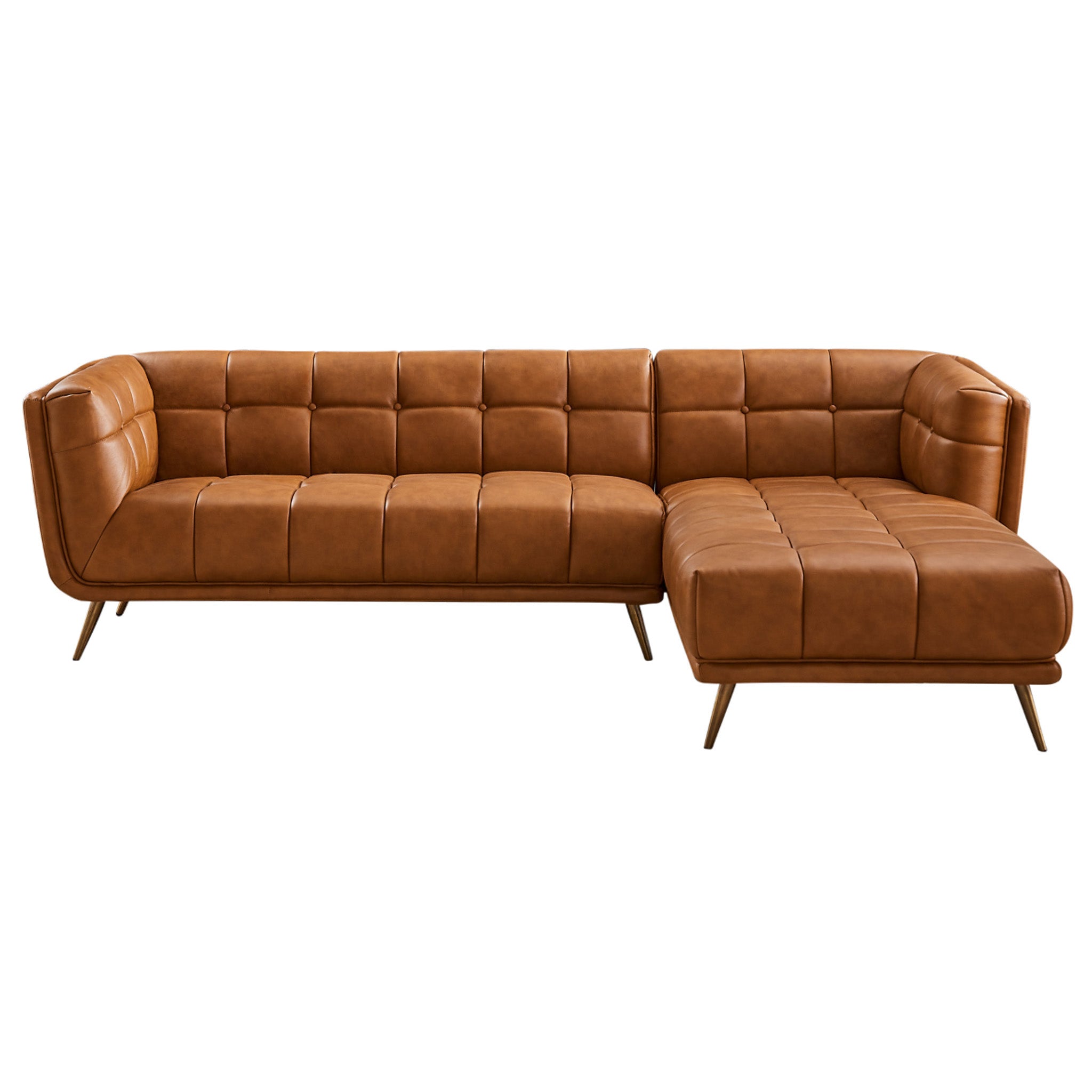Addison Right Sectional Cognac Leather Sofa Addison Right Sectional Cognac Leather Sofa