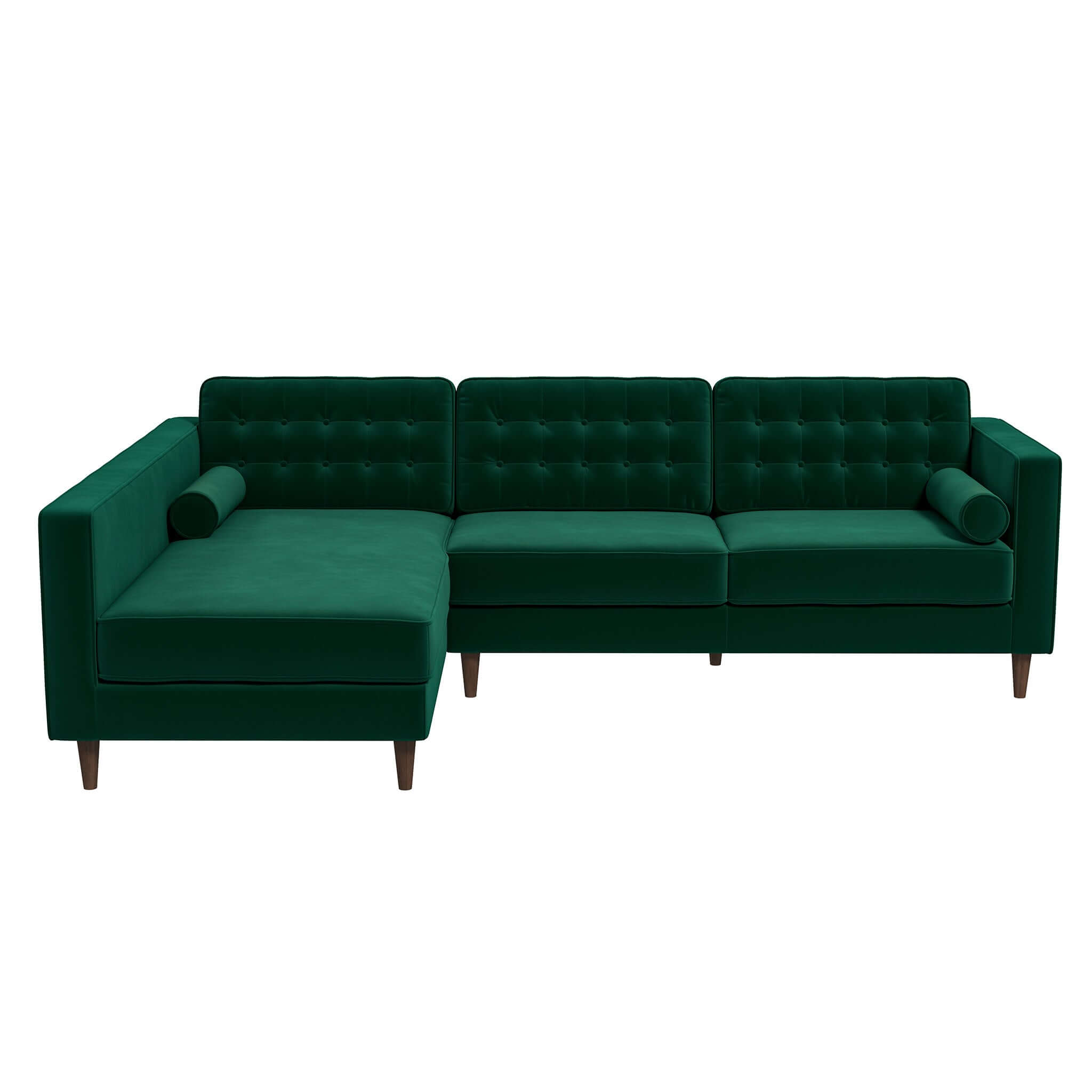 Christian Green Velvet Sectional Sofa Left Facing Christian Green Velvet Sectional Sofa Left Facing