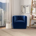 Delaney Dark Blue Velvet Swivel Chair