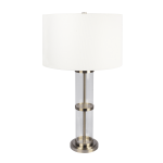 Echo Brushed Nickel Table Lamp with On/Off Switch Clear Glass Body Metal Base