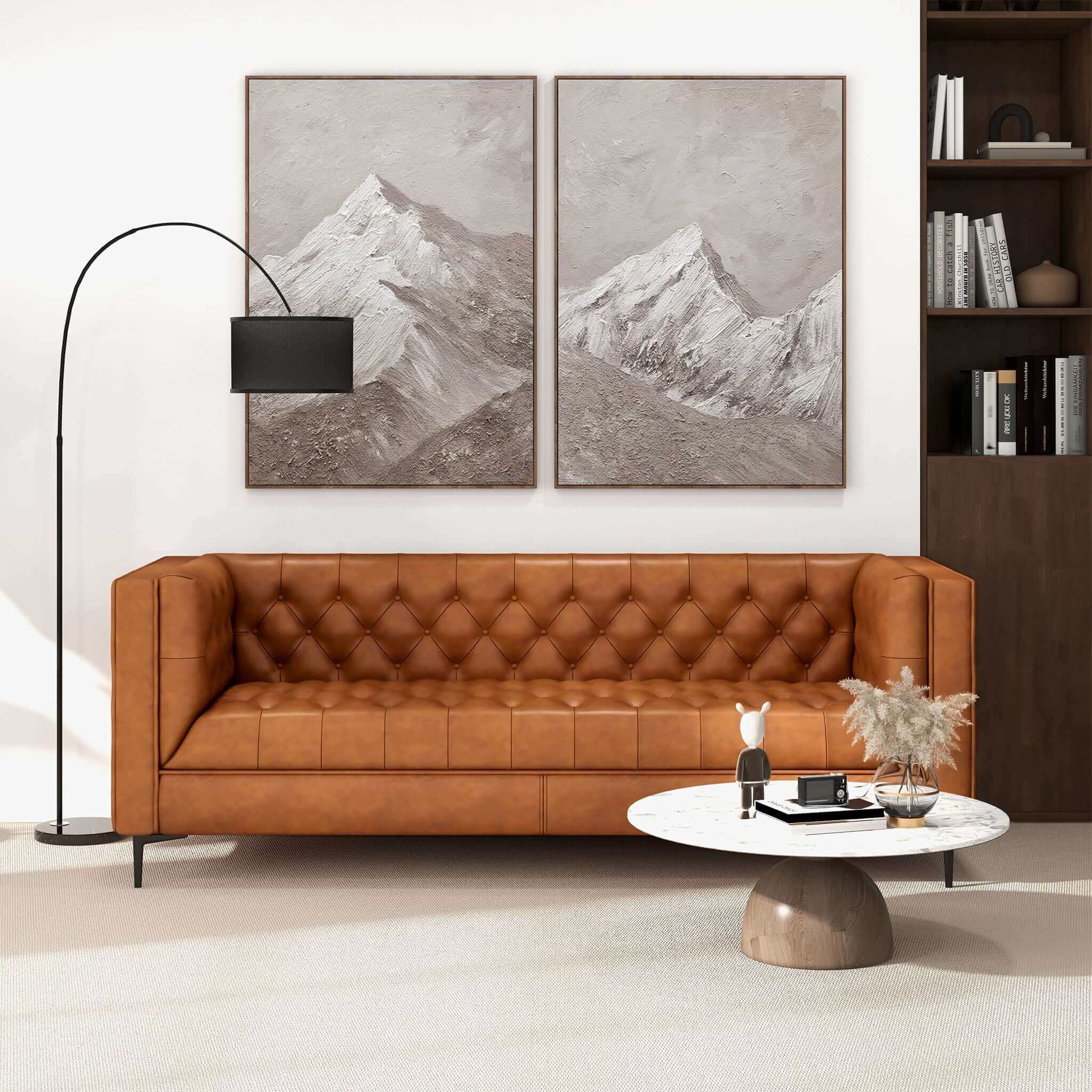Evelyn Mid Century Modern Cognac Leather Luxury Chesterfield Sofa Evelyn Mid Century Modern Cognac Leather Luxury Chesterfield Sofa