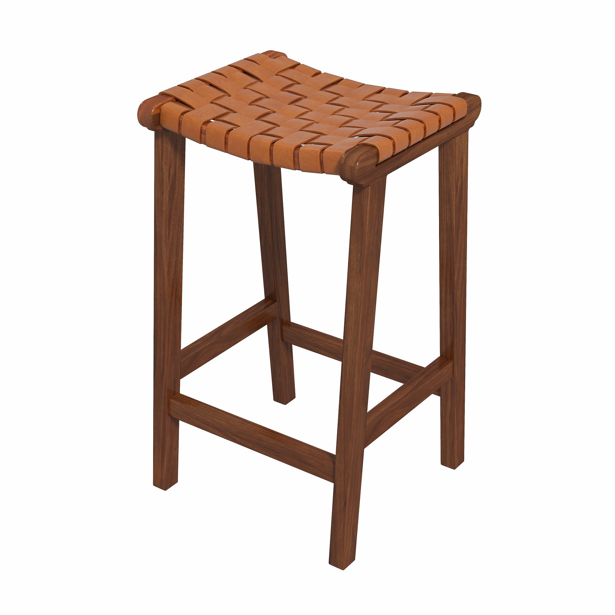 James Mid-Century Modern Genuine Tan Leather 24.5" Counter Stool James Mid-Century Modern Genuine Tan Leather 24.5" Counter Stool