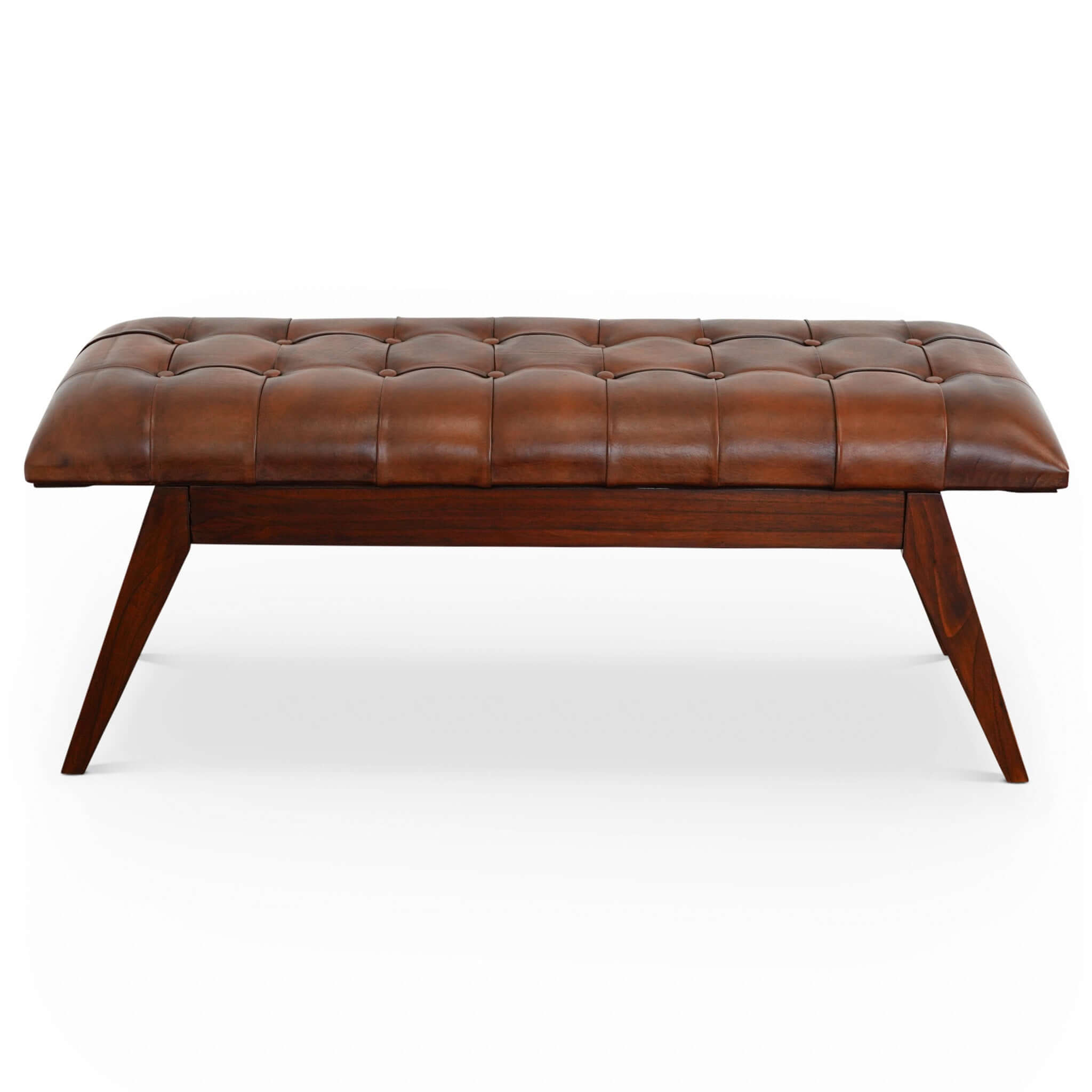 Maja Mid Century Modern Tan Leather Bench Maja Mid Century Modern Tan Leather Bench