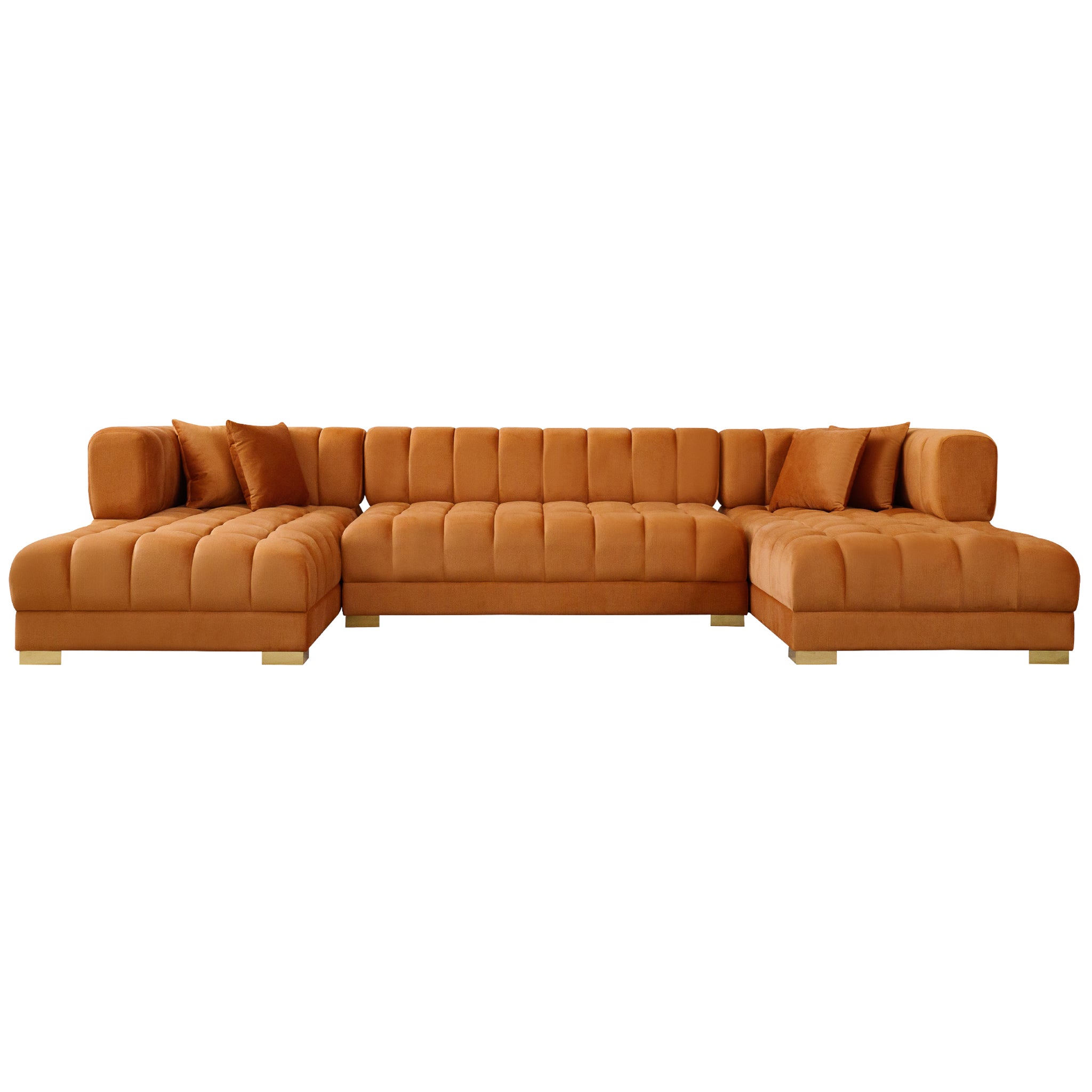 Marlow Cognac Velvet U Shape Corner Sofa Marlow Cognac Velvet U Shape Corner Sofa