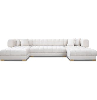 Marlow Ivory Velvet U Shape Corner Sofa