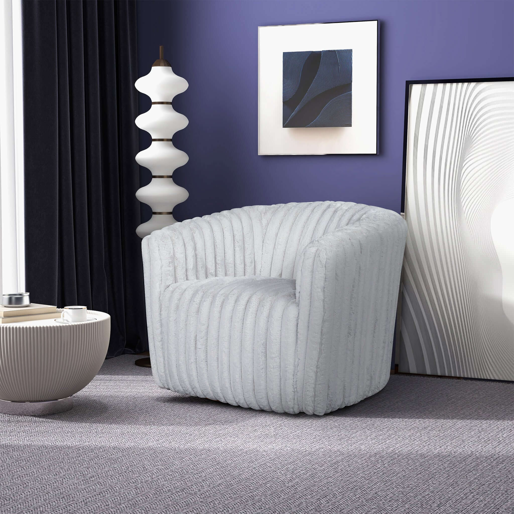 Mira Light Grey Velvet Swivel Chair Mira Light Grey Velvet Swivel Chair