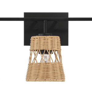 Moonlit Three Lights Wall Sconce With Rattan Shade